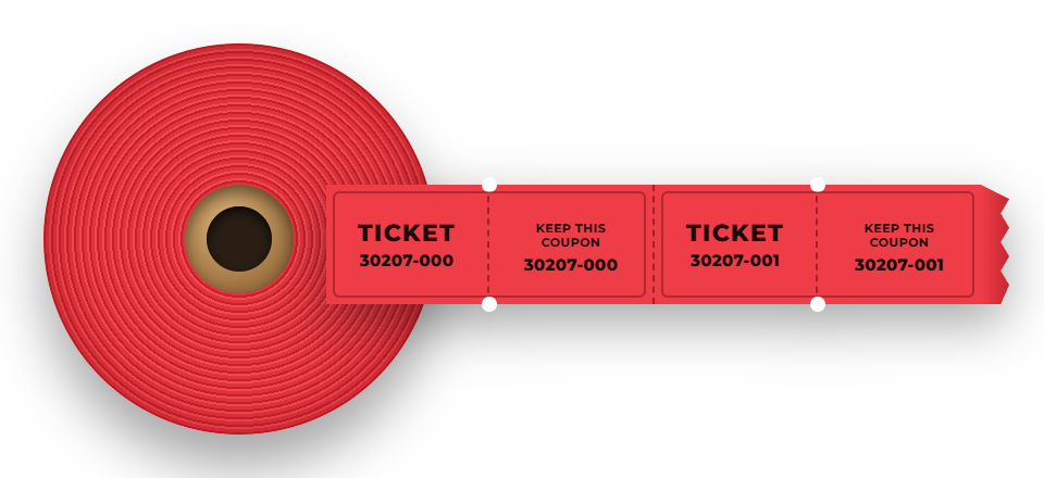 빨간 라플 롤 티켓 — TICKET · KEEP THIS COUPON · 30207-000